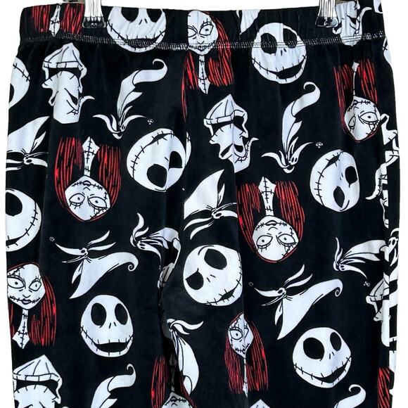 Disney Velour PJ Bottoms Medium Nightmare Before Christmas Black Red White Pants - Picture 4 of 9